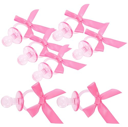 Vaguelly 20pcs Baby Shower Pacifier Prizes Multipurpose Plastic and Ribbon Mini Pacifier Favors for Party Decor and Game Prize Pink Baby Shower Party Supplies