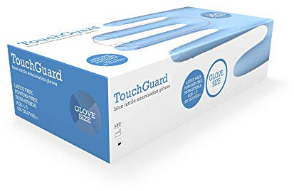 TouchGuard - Guantes de vinilo azules desechables sin polvos, caja de 100 unidades, pequeños