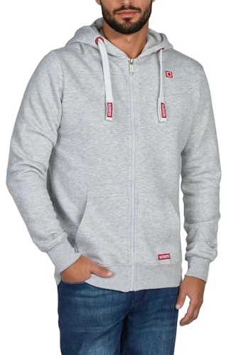 riverso Huvjacka herr, normal passform, RIVNoah, jacka, sportjacka, träningsjacka, basic, brun, röd, blå, svart, grön, grå, S, M, L, XL, XXL, 3XL, 4XL, 5XL, Grå Melange Standard 1 (23200), XXL