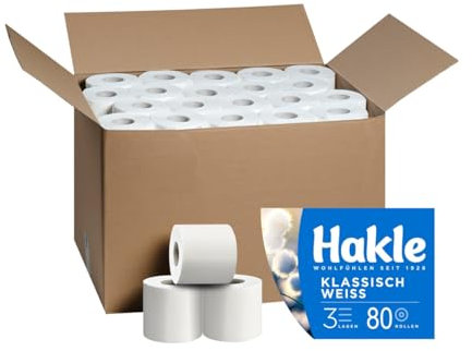 Hakle Klassisch Toilettenpapier – 80 Rollen, Die Sanfte Reinigung und Pflege für Wohlbefinden