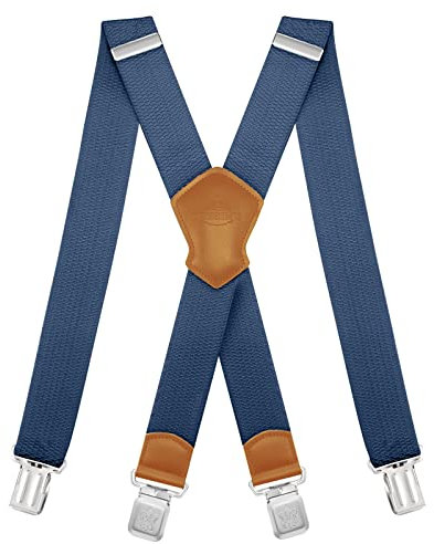 Dresime Suspender Mens Braces for Trousers with 4 Strong Clips 40mm Width, X Shape Heavy Duty Suspenders Adjustable Elastic for Overalls Jeans, Work Pants, Jumpsuits, Motorcycle Pants, etc.
