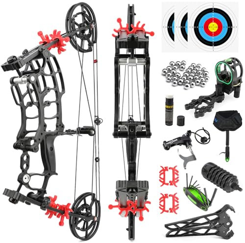 SHARROW Bogenschießen Compoundbogenset 40-65lbs Einstellbar Stahlkugel Compoundbogen Kit Jagdbogen Dual-Zweck Katapult Stahl Ball Compound Bögen für Jagd Angeln (Typ 2)