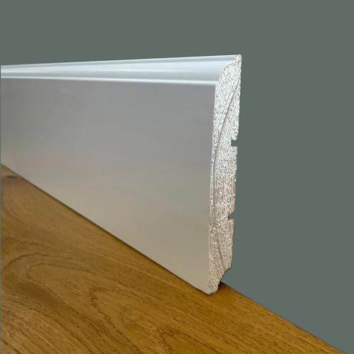 Battiscopa PREMIUM in legno MASSELLO mod.FIRENZE 120x15 laccato bianco liscio (prezzo al metro)