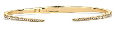 PAVOI 14K Gold Plated Cubic Zirconia Claw Bangle Bracelet | Elegant CZ Cuff Bracelets for Women, 6.5 Inches, Metal, no gemstone