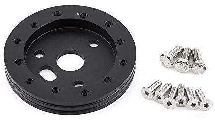KIMISS Lenkradnabenadapter, Universal-Auto-Abstandshalter 0,5-Zoll-Nabe für 6-Loch-Lenkrad auf 3-Loch-Adapter- Beliebt (Schwarz)