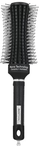 BESTOOL Rundbürste zum Föhnen, Runde Haarbürste mit flexibel Nylonstiften, Stylingbürste für Damen und Herren, Glätten, Locken, Hinzufügen von Haar Volumen und Glanz