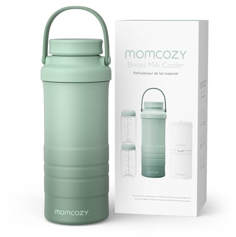 Momcozy Enfriador de leche materna portátil al aire libre (628 ml), enfriamiento total de 360° durante 24 horas, enfriador de leche materna de viaje grande con 2 botellas para almacenamiento