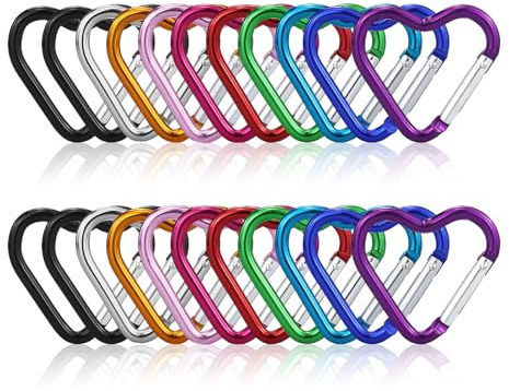 22 pezzi moschettone piccolo e leggero portachiavi in alluminio colorato per attività all'aperto, campeggio, pesca