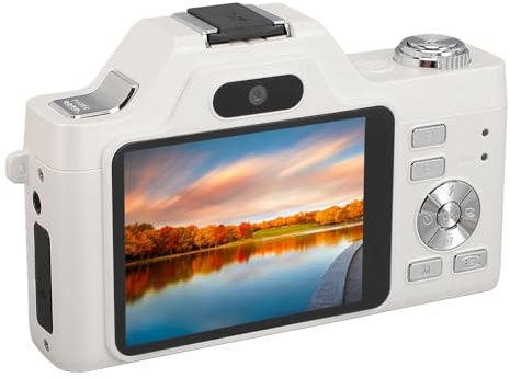 Digitalkamera, 58 MP 4K-videokamerastöd 20X Digital Zoom, Autofokus Vloggkamera med 2,88-tums LCD-skärm, Bärbar Kompaktkamera för Resor (Vit)
