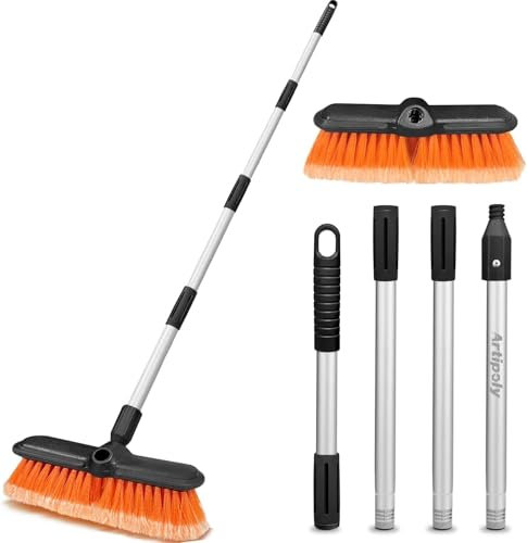ARTIPOLY 65 Car Wash Brush with Long Handle, 10” Anti Scratch Dip Soft Cleaning Brush, Portable Car Washing Kit for RV Truck House Siding Snow Floors