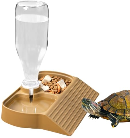 Suministro de agua para reptiles, suministro de agua automático para reptiles, plato de alimentación 2 en 1 de gran capacidad, accesorios de alimentación automática para tanques de hámster