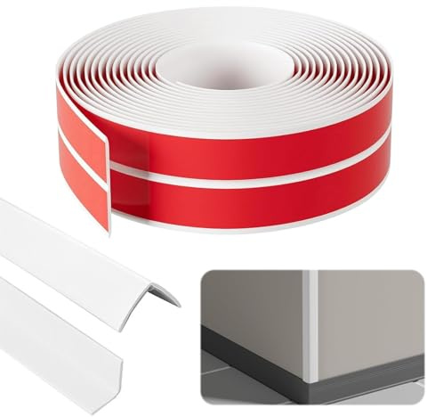 Självhäftande vägglister, 3 cm x 3 cm x 4 m, flexibelt PVC-kantskydd, självhäftande kantlister för dörrar, fönster, väggar