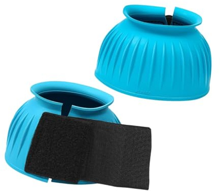 Fenteer 2 Pièces Cloches Cheval Cloches de Sabot Protège-Sabot Équipement Équestre en Caoutchouc Résistant Fermeture Auto-agrippante Protection Sabot Convient, L 8.6x8.6x9.9cm
