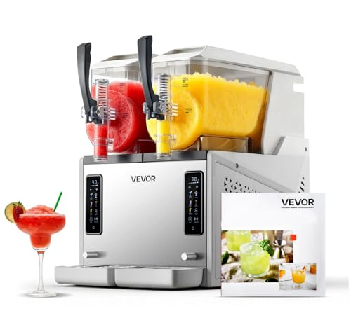 VEVOR Máquina para Hacer Granizados con 2 Tanques de 3 L, Máquina de Granizado de Hielo para Hogar, sin Necesidad de Hielo, 5 Programas Preestablecidos, para Hacer Margaritas, Frappés, Batidos