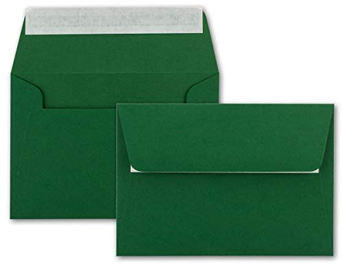50x Brief-Umschläge B6 - Dunkelgrün - 12,5 x 17,5 cm - Haftklebung 120 g/m² - breite edle Verschluss-Lasche - hochwertige Einladungs-Umschläge