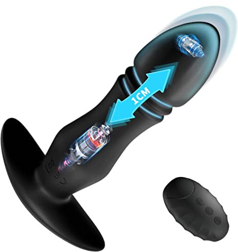 FIDECH Analplug Silikon Soft mit Stoss - Vibrator mit 10 Stoßfunktionen und Vibrationsmodi, Groß Anal Plug mit Fernbedienung, für sie, Butt Plug, Sexspielzeug für Paare, Männer und Frauen