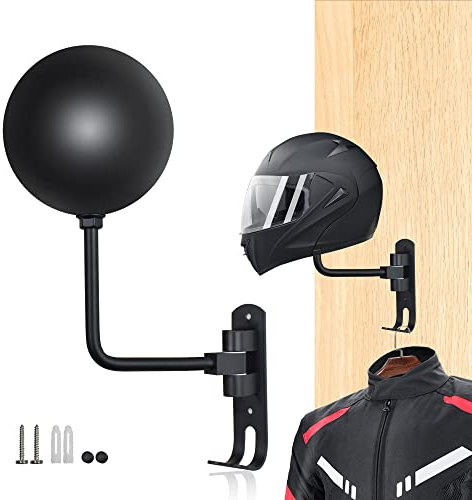Support Mural pour Casque, Support de Casque de Moto pour vélo, Rotation à 180 degrés avec 2 Crochets, Support d'accessoires de Casque pour Manteaux de Baseball, Casquettes et Casque de Rugby (1)