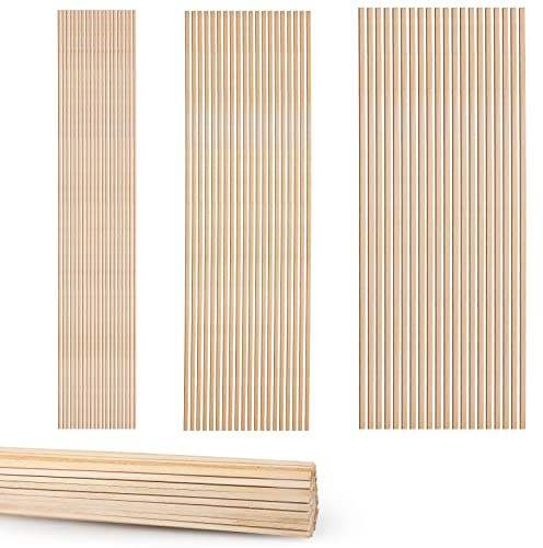 AIEX 150 st 30,5cm Balsa Träpinnar, Fyrkantiga Träpinnar av Naturligt Trä Oavslutade Träremsor Trä Stavar Wood Dowel Rods för Trädekorationer, 3 Storlek 2,3,4 mm
