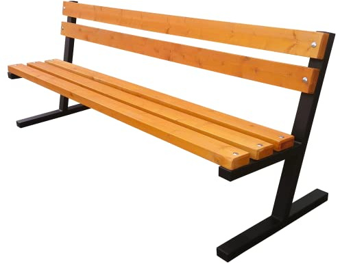 Primario Grande Boston Bänk för Trädgård, Förträdgård, Stad och Samhälle, Solid och Stabil, Utomhus, Trä, Stål, Väderbeständig 150cm (Pinia)