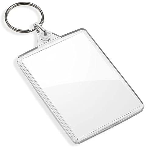 DSL Blank Photo Insert Keychains (100 Pack) - 50x35mm - Translucent Clear Acrylic Key Rings for Double - Sided Photos - Small Picture Frames for Family, Friends, Gifts & Craft