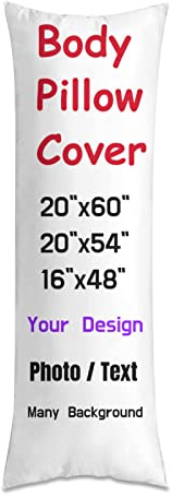 Customised Funny Photo Pillow Case Cushion Cover with Your Design, Personalised Name Body Pillowcase with Two-Sides Printed Picture, Big Size 150x50 cm Throw Pillow Cover for Bed Sofa Camping