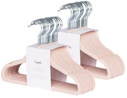 3 Sprouts Kinder Kleiderbügel aus Samt - rutschfest & Robust - Ideal für Baby- & Kleinkinderkleidung - Baby Kleiderbügel - Platzsparend & Leicht - Perfekt für Kinderzimmer - 30 Pack - Rosa