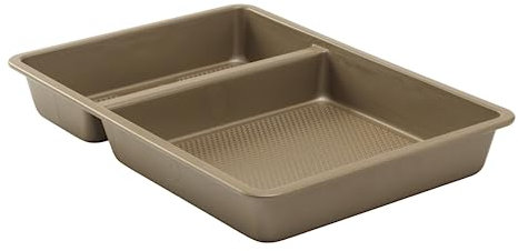 GoodCook 9” x 13” Nonstick Divided Oblong – 2-in-1 Textured Cooking, Baking Dish, Scratch-Resistant Carbon Steel Oven for Meal Prepping & Sheet Dinners