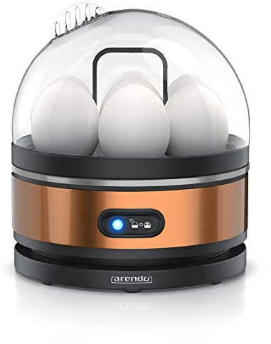 arendo – Cuiseur à œufs avec Fonction Maintien au Chaud INOX, 1 à 7 œufs, Dur, Mollet ou à la Coque, Indicateur Lumineux, Verre doseur avec Perce-œufs, Base Anti-dérapante, Egg Cooker 400 W, sans BPA