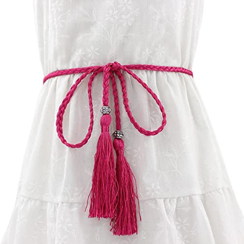FAIRYGATE Gürtel Damen Taillengürtel Damen Gürtel Geflochten Slim Fit Taillengürtel Geflochtene Bauchkette mit Tassel Retro Style, DA1224