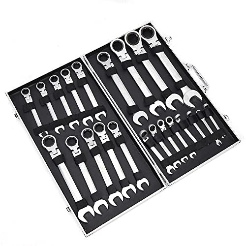 XUEMANSHOP 22-TLG. Länkspärrnyckelsats, spärrnyckel set ring munnyckel set 6–32 mm, gaffelnyckel ringmun nyckelset
