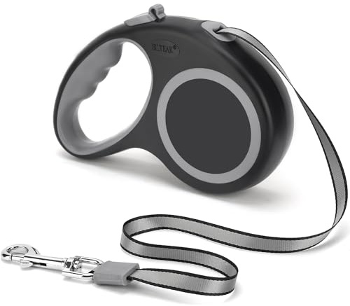 Retractable Dog Leash 26 FT/16 FT, Great Dog Leash for Dogs up to 60 lbs, Strong Nylon Tape No Tangle, One-Handed Brake, Pause, Lock, Perfect for Small Medium Dogs (Black, 16 FT)