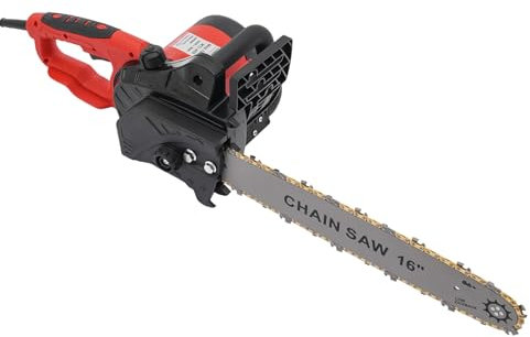 Motosierra eléctrica manual de 220 V, 16 pulgadas, potente y portátil para cortar todo tipo de madera (rojo)