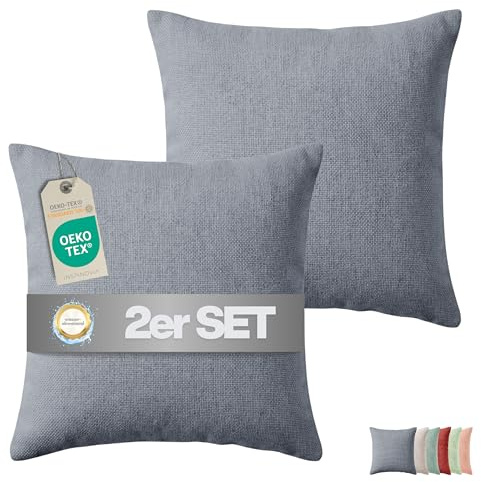 INSPINOVIA Outdoor Kissen mit Füllung | Wasserabweisende Gartenkissen | Indoor- & Outdoorkissen | 2er, 4er & 6er Sets | Dekokissen | Lounge Kissen | Sofakissen | 45 x 45cm (Grau, 2er Set)