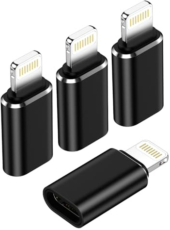 Adaptateur Lightning vers USB C (Lot de 4), Adaptateur USB C vers Lightning Apple Charge Rapide et Transfert de Données pour iPhone 14 Pro Max 13 12 11, i Pad/AirPods, Pas pour écouteurs/Audio/OTG
