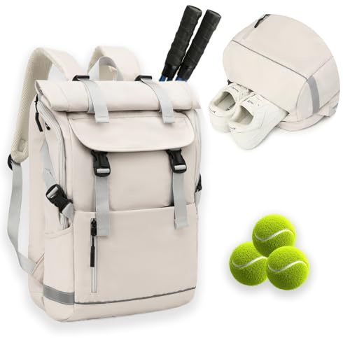 Bolsa de tenis para mujer, mochila de tenis con compartimento para zapatos
