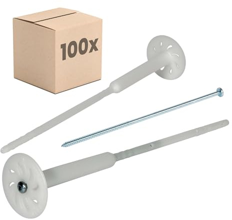 PROTEKTOR 100x Vormontierte Dämmstoff-Schraubdübel Ø8 x 300mm