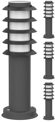 ledscom.de 4 st. vägbelysning/pollerlampa PORU för utomhusbruk, IP44, galler, 39 cm, antracit, 1 st. E27 max. 40 W