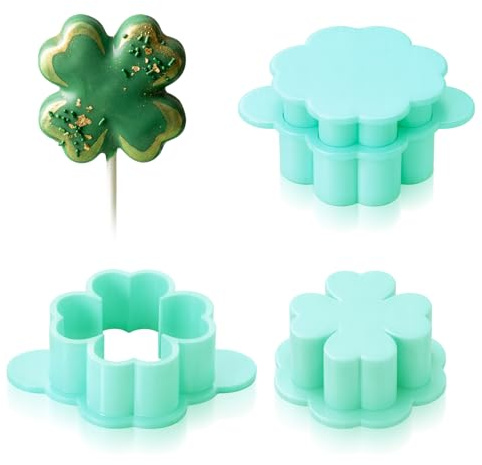 Reallnaive St Patrick's Cake Pop Mold Set, 3D Printed Standard Clover Cake Pop Cutter and Maker PLA Cutter Molds Kit for St. Patrick's Day & Party Decorations