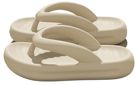 ZZlei2yu-12 Pantofole da Casa Infradito alla moda for donna, con suola spessa e antiscivolo, comode infradito estive da bagno, doccia, spiaggia tempo libero(Khaki,Alpha Medium)