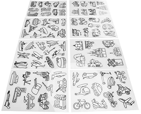 Tbest 8Pcs Heat Shrink Sheets for DIY Crafts Shrinky Art with Boys Girls Patterns Translucent Shrink Plastic Kit for Keychains Jewelry Toys Decorations (Boy 0366-13)