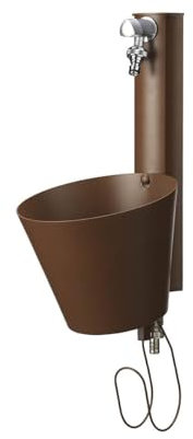 BEL FER Fontaine de jardin murale avec deux robinets et seau amovible, avec porte en caoutchouc, modèle 42 / PRS (rouille)