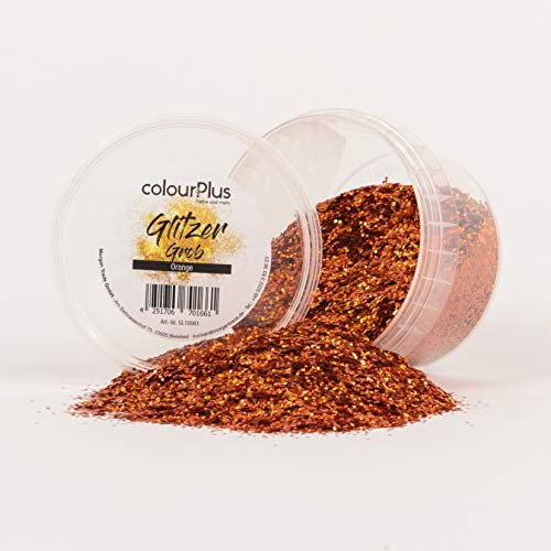 colourPlus Glitzer grob (Orange) Glitter-Zusatz zum Veredeln von Wandfarben auf Wasserbasis oder zum Basteln, Made in Germany