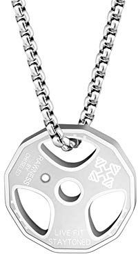 AILUOR Hombres Mujeres Mancuerna Colgante Collar, Acero Inoxidable Parejas Barbell Colgante Fitness Gimnasio Deportes Mancuerna Levantadores de Pesas Cadena Barbell Joyería (Plata-R)