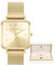 L'AMORE MILANO Damenuhr Rosenbox - Hochwertige Armbanduhr aus Edelstahl mit luxuriösem eckigem Design, wasserdicht 3 ATM - Elegantes Geschenk für Frauen, Freundin, Mutter - 28mm Damen Uhr Mesh Gold