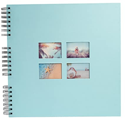 Exacompta 15114E MILANO Spiral-Fotoalbum 360 Fotos 60 schwarze Seiten Format 32 x 32 cm Einband aus grünem Papier mit Textileffekt Fenster zur individuellen Gestaltung FSC® zertifiziert