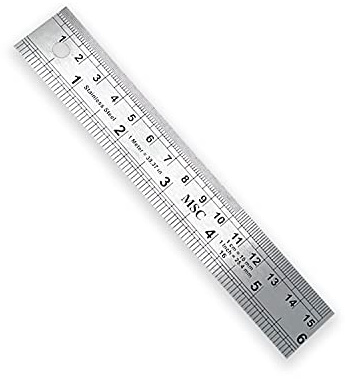 MSC Stainless Steel 15cm Metal Rule Shatterproof Straight Edge Metric Ruler Ideal for Craft Cutting Sewing (15 cm)