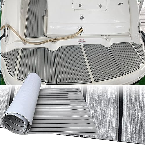 Hzkaicun Eva Finto Teak Sintetico Marino Barca Tappeto 240x90cm Adesivo Tappetino per Barche Antiscivolo Pavimentazione Moquette da Esterno per Kayak Yacht Pavimenti RV Piscina Gommone Vela