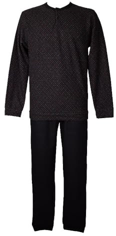 RAGNO Pigiama Uomo Invernale Eco Pile Punto Milano Collo Serafino Maglia e Pantaloni con Polsini Articolo U780N1, 139F Fantasia Notte, Taglia 52
