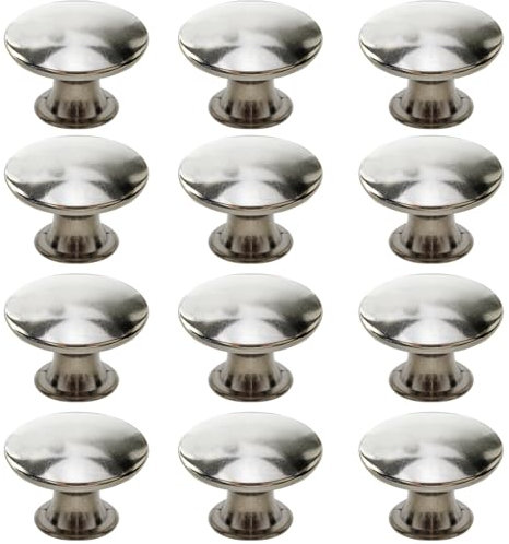 Mokife 12 Pomos de Armario Vintage Plata, Pequeños Metal Redondo Pomos y Tiradores de Muebles con Tornillos para Cajones Armario, 30x21mm