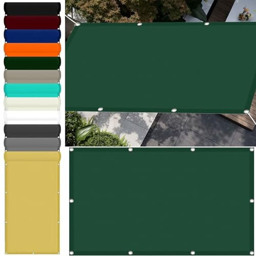 Sonnensegel Balkon 0.6 x 1.8 m Rechteckig Markisenstoff Markise Premium PES Polyester Imprägniert für Garten Terrasse Outdoor Camping, Dunkelgrün